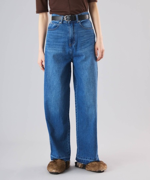 Muscat（マスカット）の「ワイドストレートデニムパンツ（デニムパンツ・レディース・ブルー/サックスブルー/ブラック・S/M）」の3枚目の写真