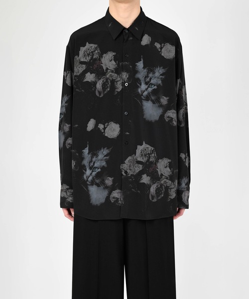 新品 LAD MUSICIAN 22ss 猫柄 BIG SHIRT 44 PAINT ROSE + CAT BIG SHIRT(シャツ/ブラウス)|LAD MUSICIAN