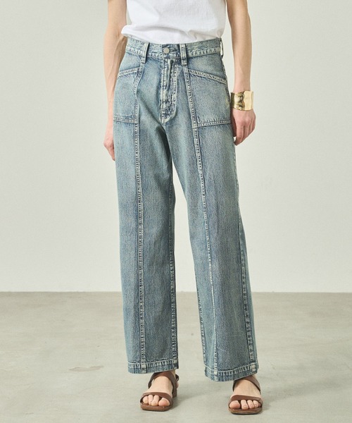 kha:ki(カーキ)の「「KHA:KI / カーキ」 センターシームデニム CENTER SEAM DENIM(デニムパンツ・レディース・インディゴブルー/ライトインディゴブルー・1/2)」の1枚目の写真