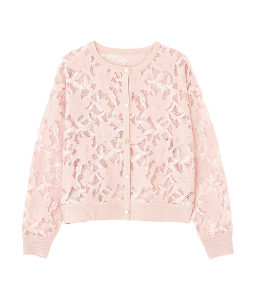 新品未使用ピンキーダイアンレースコンビカーディガン PINKY & DIANNE レースコンビカーディガン ピンク -ファッション