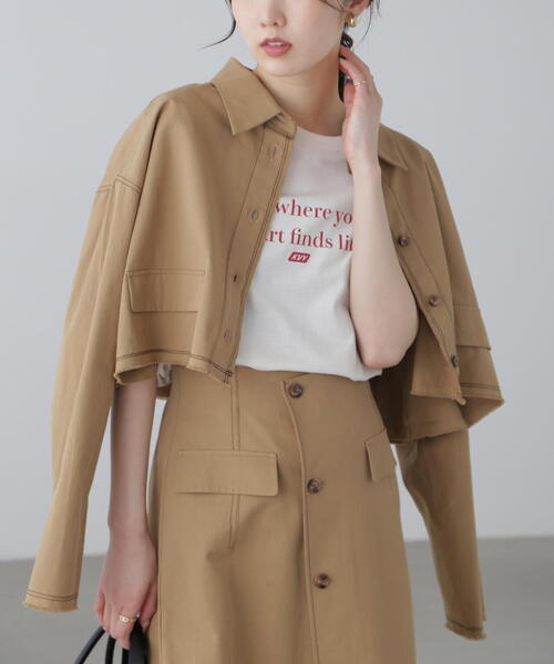 FREE'S MART（フリーズマート）の「◆〈セットアップ対応〉クロップドフリンジブルゾン（ブルゾン・レディース・ベージュ/ホワイト・FREE）」の8枚目の写真