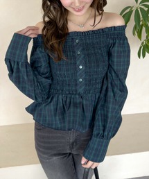 clear | ２ｗａｙチェックペプラムブラウス［大人カジュアル 春］≪SS新作≫(シャツ/ブラウス)