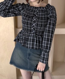 clear | ２ｗａｙチェックペプラムブラウス［大人カジュアル 春］≪SS新作≫(シャツ/ブラウス)