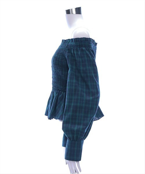 clear（クリア）の「２ｗａｙチェックペプラムブラウス［大人カジュアル 春］≪SS新作≫（シャツ/ブラウス・レディース・グリーン/オレンジ/ブラック・F）」の9枚目の写真