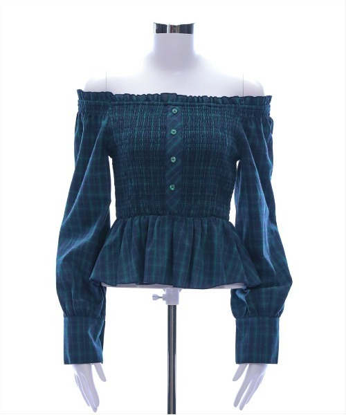 clear（クリア）の「２ｗａｙチェックペプラムブラウス［大人カジュアル 春］≪SS新作≫（シャツ/ブラウス・レディース・グリーン/オレンジ/ブラック・F）」の17枚目の写真