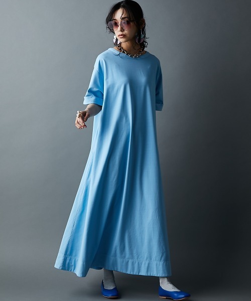 GEVS.(ジェイヴィス)の「接触冷感ピグメント染カットソーマキシワンピース<大きいサイズ有>(もっとロング丈)GEVS.(ワンピース・レディース・サックスブルー/ブラウン/ピンク/スミクロ・5L/4L/3L/LL/L/M)」の17枚目の写真