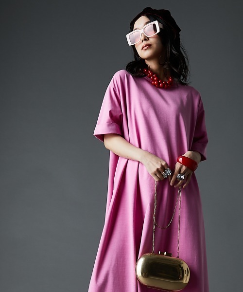 GEVS.(ジェイヴィス)の「接触冷感ピグメント染カットソーマキシワンピース<大きいサイズ有>(もっとロング丈)GEVS.(ワンピース・レディース・サックスブルー/ブラウン/ピンク/スミクロ・5L/4L/3L/LL/L/M)」の11枚目の写真