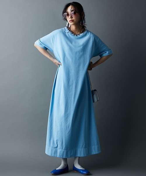 GEVS.(ジェイヴィス)の「接触冷感ピグメント染カットソーマキシワンピース<大きいサイズ有>(もっとロング丈)GEVS.(ワンピース・レディース・サックスブルー/ブラウン/ピンク/スミクロ・5L/4L/3L/LL/L/M)」の19枚目の写真