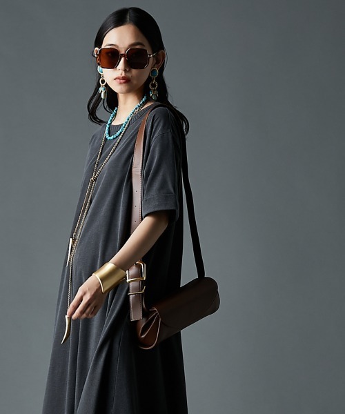 GEVS.(ジェイヴィス)の「接触冷感ピグメント染カットソーマキシワンピース<大きいサイズ有>(もっとロング丈)GEVS.(ワンピース・レディース・サックスブルー/ブラウン/ピンク/スミクロ・5L/4L/3L/LL/L/M)」の9枚目の写真