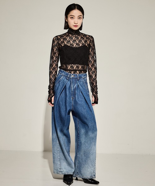 STUDIOUS(ステュディオス)の「【STUDIOUS/ステュディオス】Gradation Jeans/グラデーションデニム(デニムパンツ・レディース・ブラック/ダークインディゴブルー・1/2)」の14枚目の写真