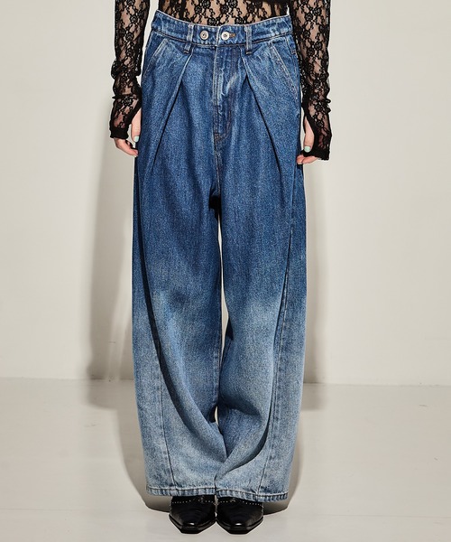 STUDIOUS(ステュディオス)の「【STUDIOUS/ステュディオス】Gradation Jeans/グラデーションデニム(デニムパンツ・レディース・ブラック/ダークインディゴブルー・1/2)」の16枚目の写真