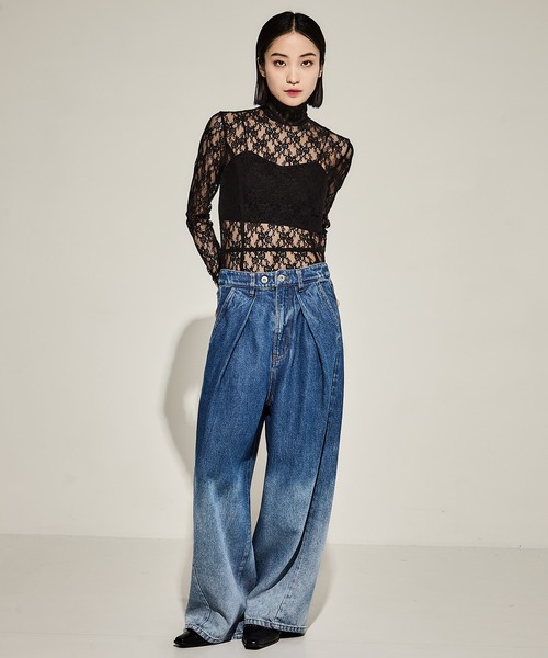 STUDIOUS(ステュディオス)の「【STUDIOUS/ステュディオス】Gradation Jeans/グラデーションデニム(デニムパンツ・レディース・ブラック/ダークインディゴブルー・1/2)」の15枚目の写真