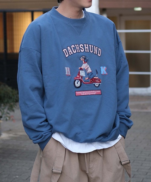 HOOK(フック)の「HOOK -original- DOG刺繍スウェット(スウェット・メンズ・グレー/ネイビー/ライトグリーン・X-LARGE/LARGE/MEDIUM)」の1枚目の写真