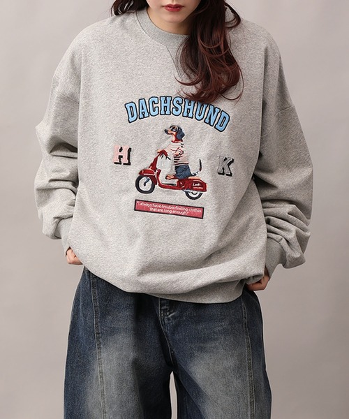 HOOK(フック)の「HOOK -original- DOG刺繍スウェット(スウェット・メンズ・グレー/ネイビー/ライトグリーン・X-LARGE/LARGE/MEDIUM)」の2枚目の写真