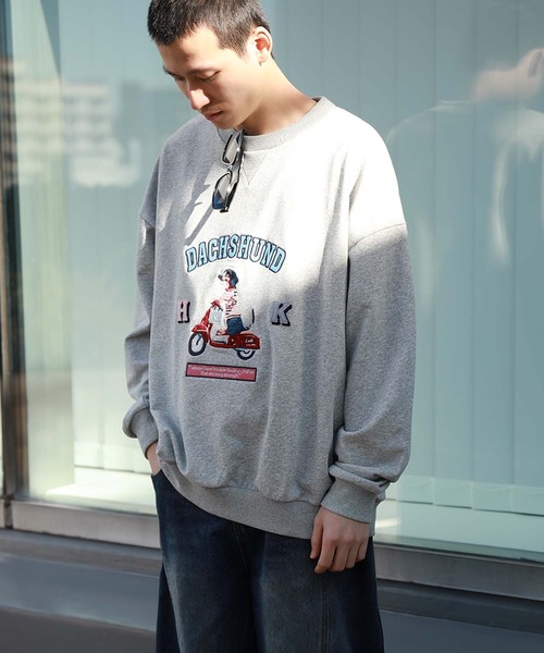 HOOK(フック)の「HOOK -original- DOG刺繍スウェット(スウェット・メンズ・グレー/ネイビー/ライトグリーン・X-LARGE/LARGE/MEDIUM)」の4枚目の写真