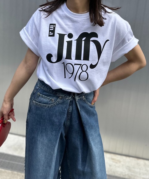 mi via loca(ミヴィアロカ)の「【GILDAN】レトロJiffyナンバーロゴTシャツ(Tシャツ/カットソー・レディース・オートミール/ホワイト/ブラック・MEDIUM/LARGE)」の18枚目の写真