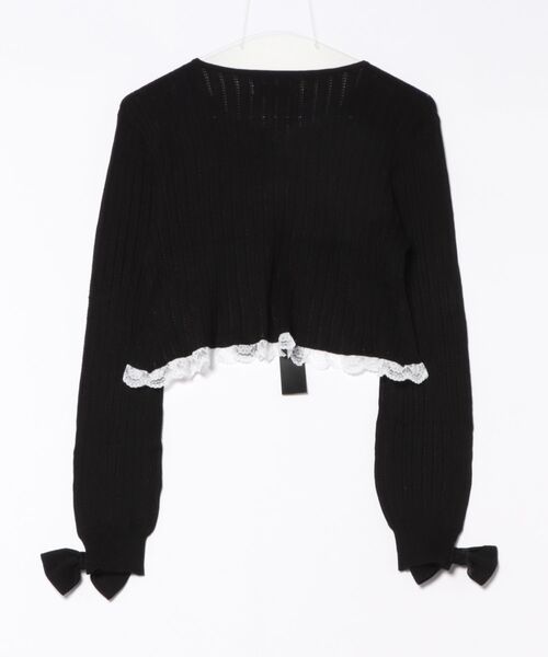 Ank Rouge（アンクルージュ）の「パール透かし編みショートボレロ（ニット/セーター・レディース・ブラック/レッド/ホワイト・M）」の4枚目の写真