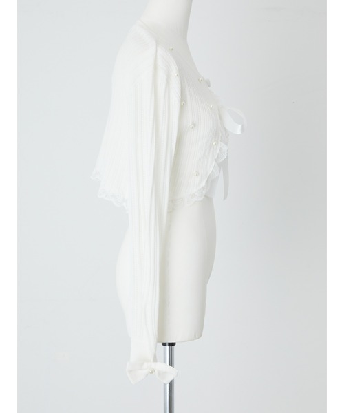 Ank Rouge（アンクルージュ）の「パール透かし編みショートボレロ（ニット/セーター・レディース・ブラック/レッド/ホワイト・M）」の11枚目の写真