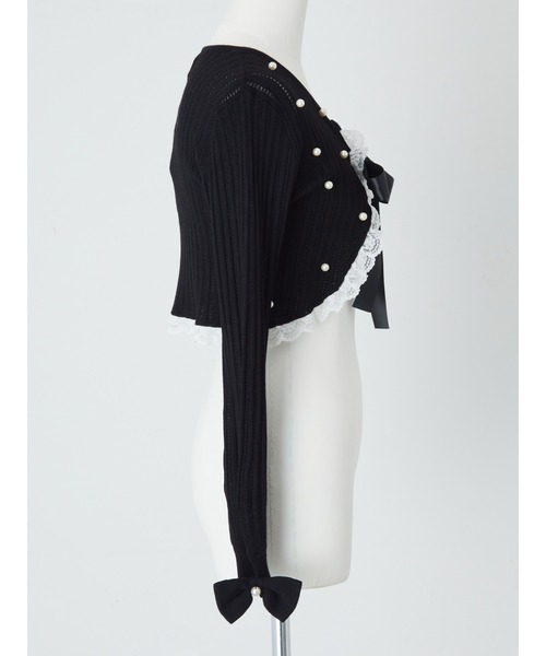 Ank Rouge（アンクルージュ）の「パール透かし編みショートボレロ（ニット/セーター・レディース・ブラック/レッド/ホワイト・M）」の8枚目の写真