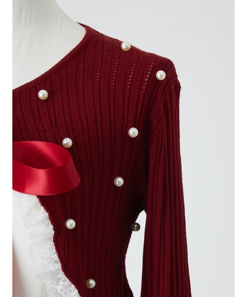 Ank Rouge（アンクルージュ）の「パール透かし編みショートボレロ（ニット/セーター・レディース・ブラック/レッド/ホワイト・M）」の19枚目の写真