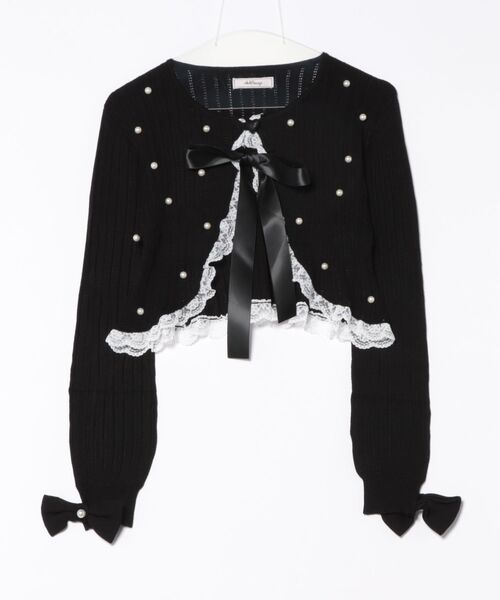 Ank Rouge（アンクルージュ）の「パール透かし編みショートボレロ（ニット/セーター・レディース・ブラック/レッド/ホワイト・M）」の14枚目の写真