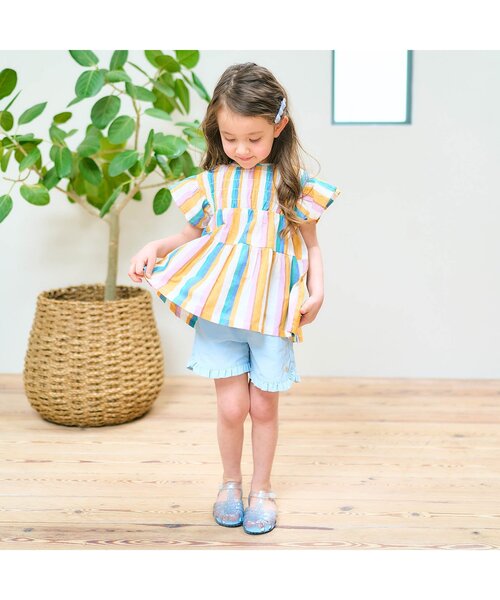 apres les cours（アプレレクール）の「【ジュニア対応】シャーリングティアードチュニック（チュニック・キッズ・その他3/ストライプ・90/100/110/120/80/130/140）」の3枚目の写真