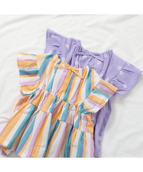 apres les cours（アプレレクール）の「【ジュニア対応】シャーリングティアードチュニック（チュニック・キッズ・その他3/ストライプ・90/100/110/120/80/130/140）」の6枚目の写真