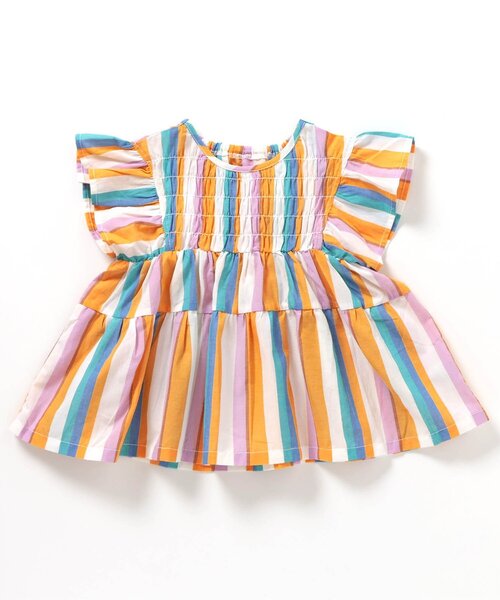 apres les cours（アプレレクール）の「【ジュニア対応】シャーリングティアードチュニック（チュニック・キッズ・その他3/ストライプ・90/100/110/120/80/130/140）」の7枚目の写真