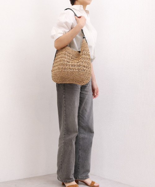 cache cache（カシュ カシュ）の「カシュカシュ cachecache / フリーハンドル柄編トート（かごバッグ・レディース・ブラック/シルバー/ベージュ/グレー・FREE）」の10枚目の写真