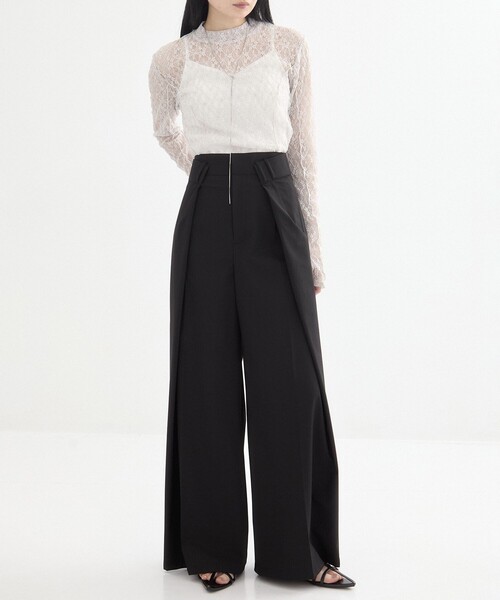 UNITED TOKYO（ユナイテッドトウキョウ）の「【残りわずか！】スラントタックワイドパンツ｜ウォッシャブル/ストレッチ/抗ピリング/オフィスカジュアル/秋服/冬服（スラックス・レディース・ブラック/グレー・1/2）」の15枚目の写真