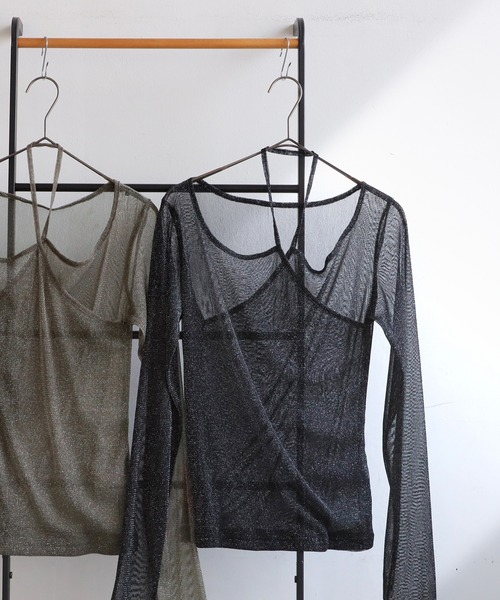 antiqua(アンティカ)の「シアーグリッタートップス(その他トップス・レディース・カーキ系/ブラック・ONESIZE)」の12枚目の写真