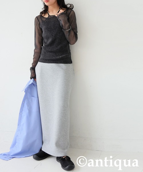 antiqua(アンティカ)の「シアーグリッタートップス(その他トップス・レディース・カーキ系/ブラック・ONESIZE)」の7枚目の写真
