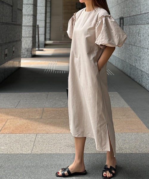 ST.ROONEY(セントルーニー)の「バルーンタフタワンピース【低身長・小柄女性向け】(ワンピース・レディース・ブラック/ベージュ/ネイビー・XS)」の6枚目の写真