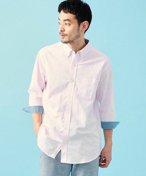 EDWIN(エドウィン)の「EDWIN エドウィン ボタンダウンシャツ リネン 七分袖(シャツ/ブラウス・メンズ・ライトグリーン/ブルー/ライトピンク/ホワイト・SMALL/MEDIUM/LARGE/X-LARGE)」の4枚目の写真