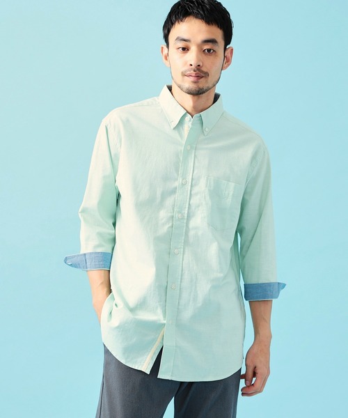 EDWIN(エドウィン)の「EDWIN エドウィン ボタンダウンシャツ リネン 七分袖(シャツ/ブラウス・メンズ・ライトグリーン/ブルー/ライトピンク/ホワイト・SMALL/MEDIUM/LARGE/X-LARGE)」の3枚目の写真