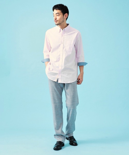 EDWIN(エドウィン)の「EDWIN エドウィン ボタンダウンシャツ リネン 七分袖(シャツ/ブラウス・メンズ・ライトグリーン/ブルー/ライトピンク/ホワイト・SMALL/MEDIUM/LARGE/X-LARGE)」の8枚目の写真