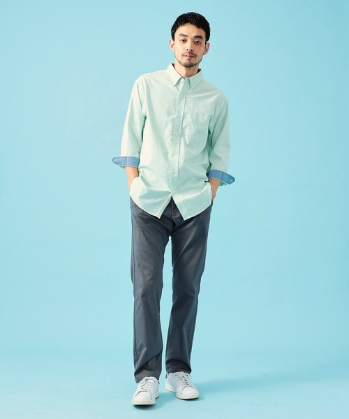 EDWIN(エドウィン)の「EDWIN エドウィン ボタンダウンシャツ リネン 七分袖(シャツ/ブラウス・メンズ・ライトグリーン/ブルー/ライトピンク/ホワイト・SMALL/MEDIUM/LARGE/X-LARGE)」の7枚目の写真