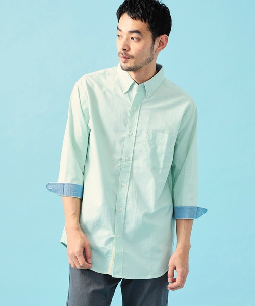 EDWIN(エドウィン)の「EDWIN エドウィン ボタンダウンシャツ リネン 七分袖(シャツ/ブラウス・メンズ・ライトグリーン/ブルー/ライトピンク/ホワイト・SMALL/MEDIUM/LARGE/X-LARGE)」の9枚目の写真