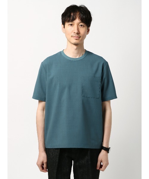SUIT SQUARE(スーツスクエア)の「半袖Tシャツ ウォッシャブル ウールライクポリエステル 無地(Tシャツ/カットソー・メンズ・ネイビー系/ブルー系/グレー系1/グレー系2・LL/S/M/L)」の5枚目の写真