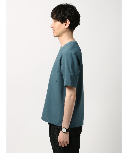SUIT SQUARE(スーツスクエア)の「半袖Tシャツ ウォッシャブル ウールライクポリエステル 無地(Tシャツ/カットソー・メンズ・ネイビー系/ブルー系/グレー系1/グレー系2・LL/S/M/L)」の6枚目の写真