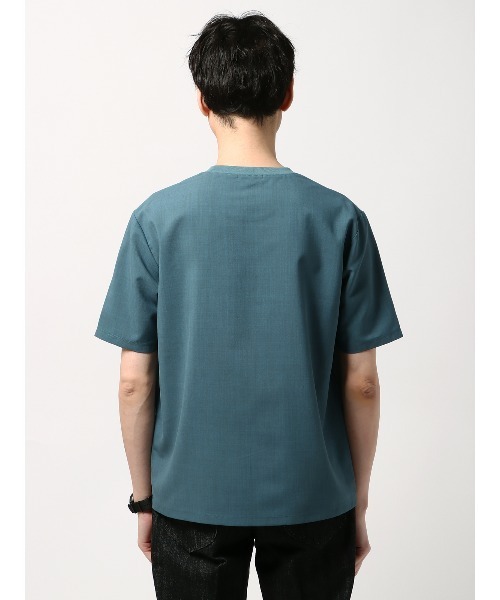 SUIT SQUARE(スーツスクエア)の「半袖Tシャツ ウォッシャブル ウールライクポリエステル 無地(Tシャツ/カットソー・メンズ・ネイビー系/ブルー系/グレー系1/グレー系2・LL/S/M/L)」の7枚目の写真
