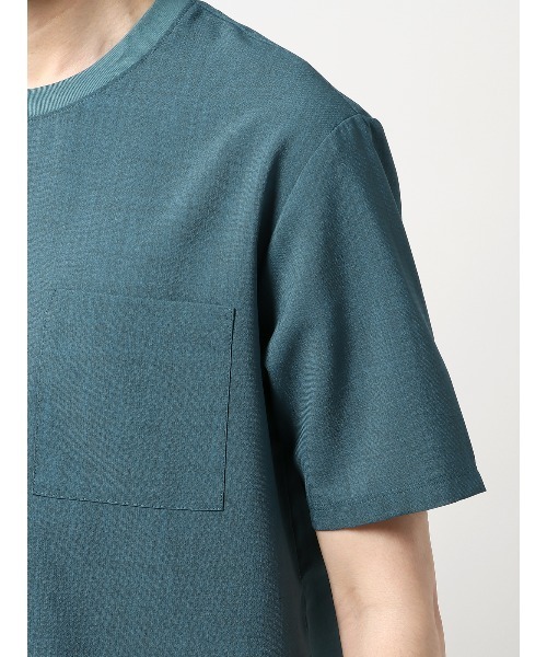 SUIT SQUARE(スーツスクエア)の「半袖Tシャツ ウォッシャブル ウールライクポリエステル 無地(Tシャツ/カットソー・メンズ・ネイビー系/ブルー系/グレー系1/グレー系2・LL/S/M/L)」の9枚目の写真