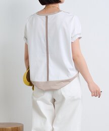 Jena espace merveilleux | 【体型カバー／1枚で決まる配色Tシャツ】バックライン配色カットソー(Tシャツ/カットソー)