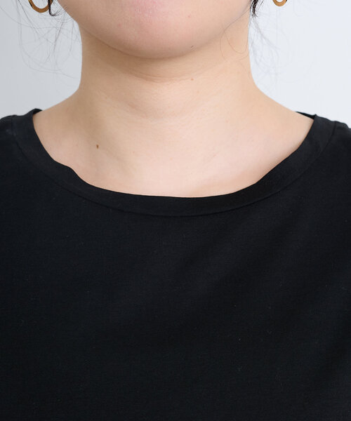 tシャツ 「体型カバー／1枚で決まる配色Tシャツ」バックライン配色カットソー レディース セール】【体型カバー／1枚で決まる配色Tシャツ】バックライン