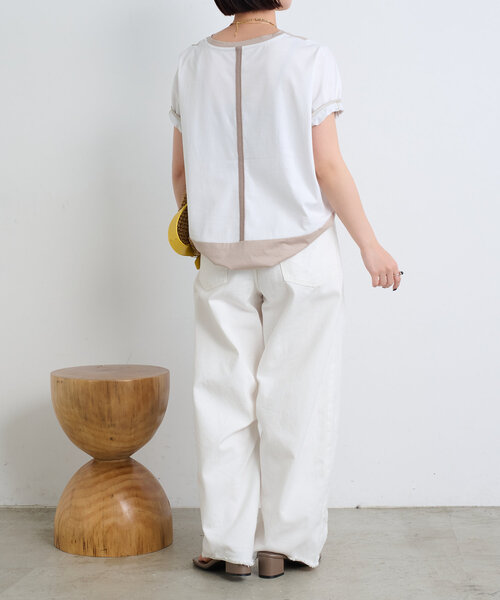 Jena espace merveilleux（ジェナ　エスパスメルヴェイユ）の「【体型カバー／1枚で決まる配色Tシャツ】バックライン配色カットソー（Tシャツ/カットソー・レディース・ブラック/ベージュ/ブルー・FREE）」の22枚目の写真