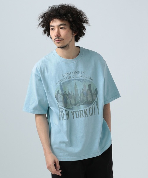 BAYFLOW(ベイフロー)の「ヴィンテージライクプリント半袖Tシャツ(Tシャツ/カットソー・メンズ・ピンク/ブルー/オフホワイト/ブラック・MEDIUM/LARGE)」の3枚目の写真