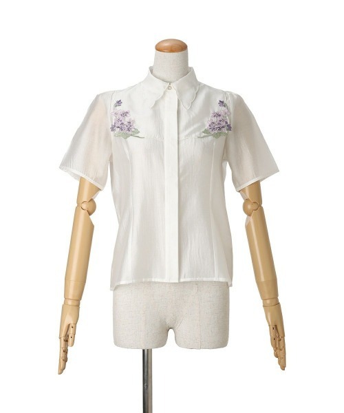 an another angelus(アンアナザーアンジェラス)の「ヴァイオレット刺繍ヨークシャツ/ fint フィント(シャツ/ブラウス・レディース・ホワイト×ブルー/ホワイト×パープル・FREE)」の9枚目の写真