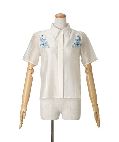 an another angelus(アンアナザーアンジェラス)の「ヴァイオレット刺繍ヨークシャツ/ fint フィント(シャツ/ブラウス・レディース・ホワイト×ブルー/ホワイト×パープル・FREE)」の10枚目の写真