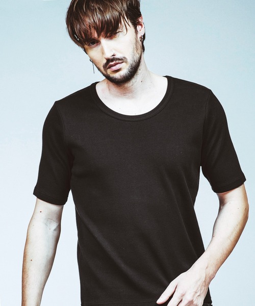 NO ID.（ノーアイディ）の「【NO ID.】Fraise U-Neck T-Shirt / フライス Uネック Tシャツ（Tシャツ/カットソー・メンズ・グレー/ブラック/ホワイト・1/2）」の3枚目の写真