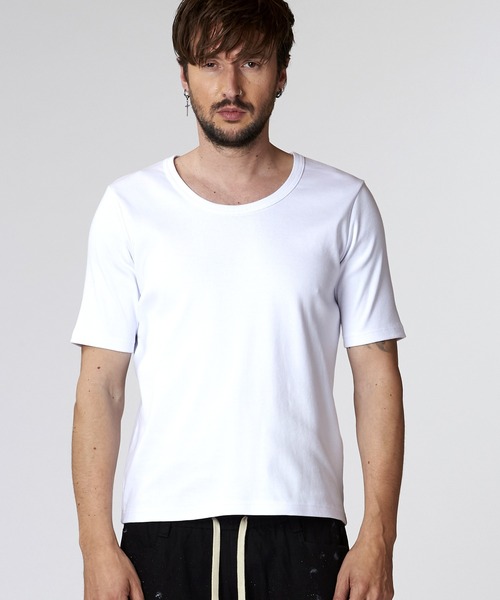 NO ID.（ノーアイディ）の「【NO ID.】Fraise U-Neck T-Shirt / フライス Uネック Tシャツ（Tシャツ/カットソー・メンズ・グレー/ブラック/ホワイト・1/2）」の18枚目の写真